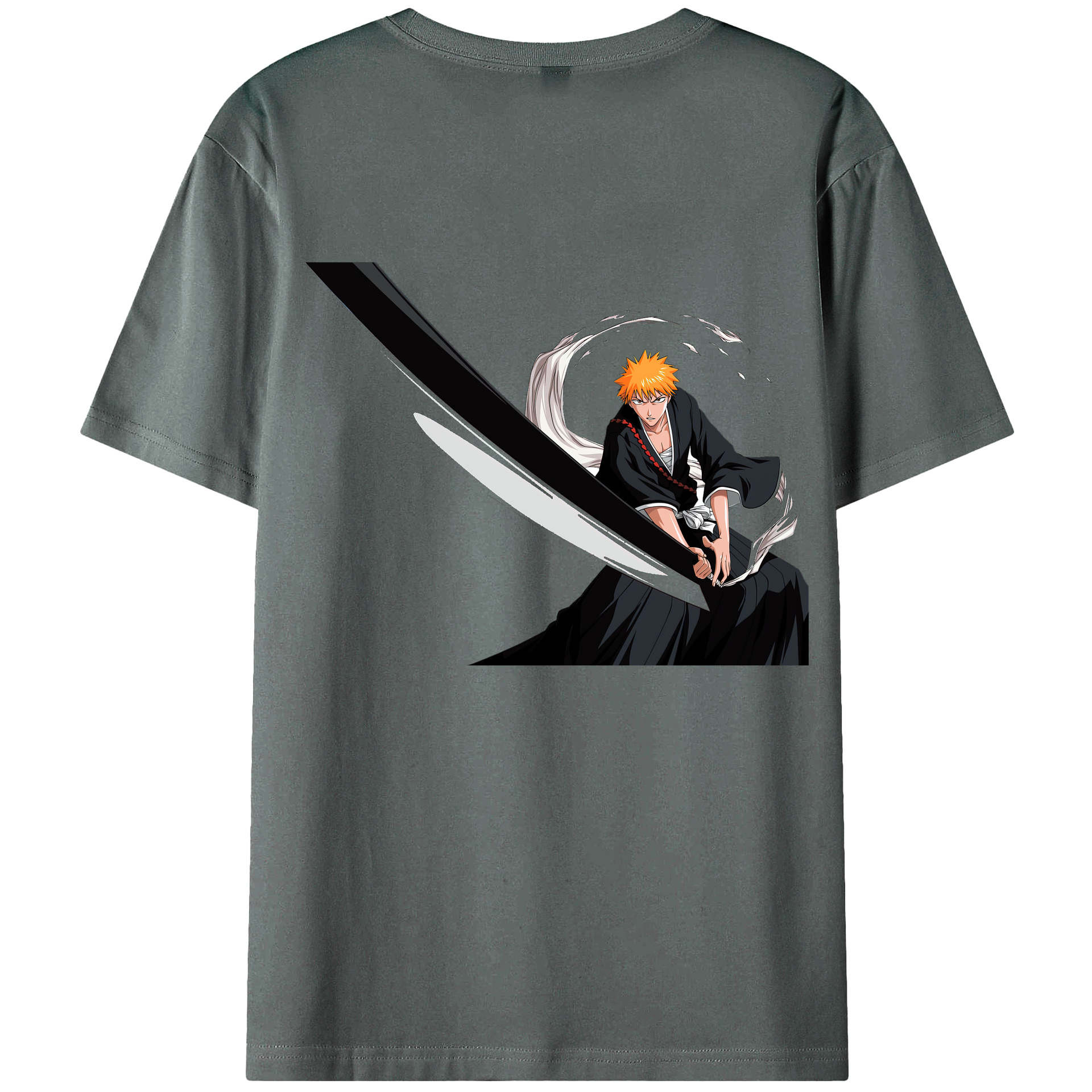 （画像用） ブリーチ 黒崎一護（くろさき いちご）BLEACH Kurosaki Ichigo 綿100％ メンズ半袖Tシャツ（バックプリント） 通気性